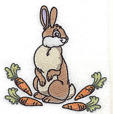 Embroidery Design: Rabbit with carrots<br> 3.72w X 3.70h