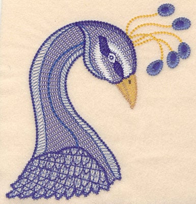 Embroidery Design: Peacock head large <br> 7.49"h x 7.26"w
