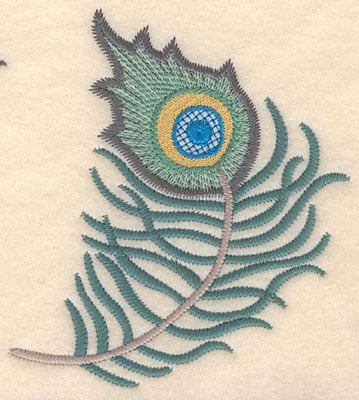 Embroidery Design: Peacock feather large <br> 5.43"h x 4.81"w