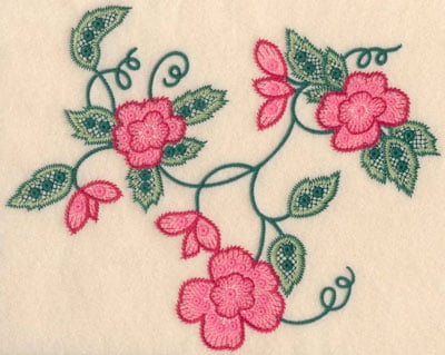 Embroidery Design: Floral trio large  <br> 7.48"h x 9.37"w