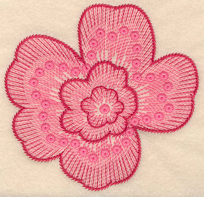 Embroidery Design: Floral bloom large <br> 5.11"h x 5.24"w