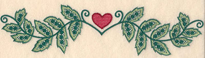 Embroidery Design: Vine with heart large <br> 2.83"h x 11.59"w