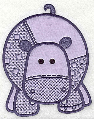 Embroidery Design: Hippopotamus applique large<br> 9.31w X 7.38h | Embroidery Legacy Embroidery Design: Hippopotamus applique large<br> 9.31w X 7.38h
