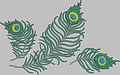 Embroidery Design: Feather trio large<br> 9.92w X 6.18h