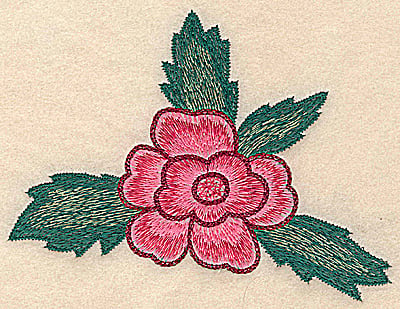 Embroidery Design: Flower with leaves large<br> 5.82w X 4.46h