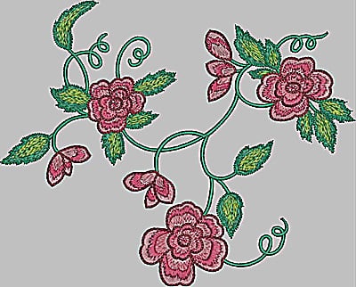 Embroidery Design: Floral cluster large<br> 9.31w X 7.50h