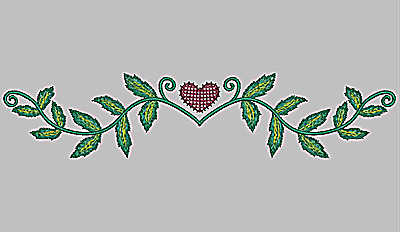 Embroidery Design: Heart and vines large<br> 11.59w X 2.50h