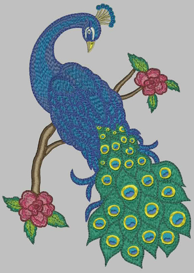 Embroidery Design: Peacock<br> 9.73w X 7.27h