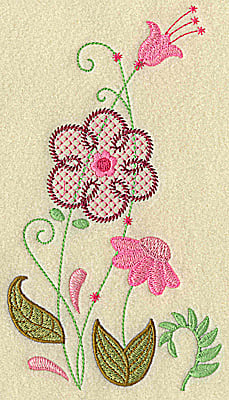 Embroidery Design: Floral variation medium <br> 6.93w X 3.87h