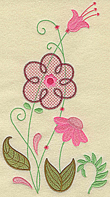 Embroidery Design: Floral variation large<br> 10.39w X 5.80h