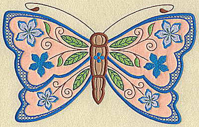 Embroidery Design: Butterfly double applique large<br> 10.10w X 6.32h