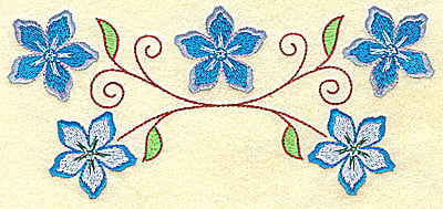 Embroidery Design: Floral row<br> 6.96w X 3.18h