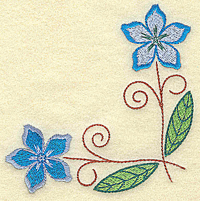 Embroidery Design: Floral corner<br> 3.84w X 3.84h