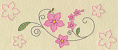 Embroidery Design: Floral blossoms large<br> 10.46w X 4.57h