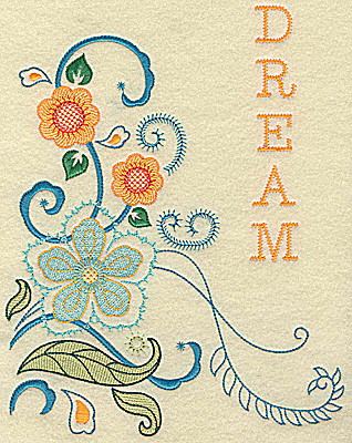 Embroidery Design: Dream florals large<br> 9.40w X 7.45h