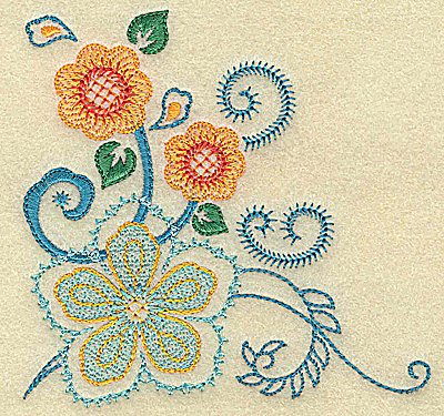 Embroidery Design: Swirls and flowers<br> 3.88w X 3.77h