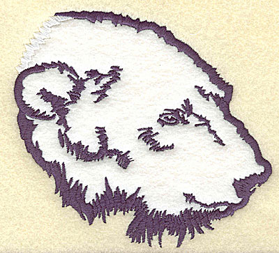 Embroidery Design: Polar bear head side view applique<br> 5.28w X 4.94h