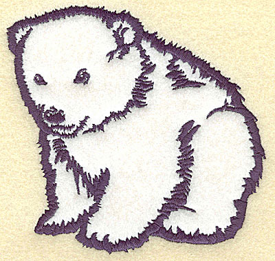 Embroidery Design: Polar bear cub sitting applique<br> 5.24w X 4.99h
