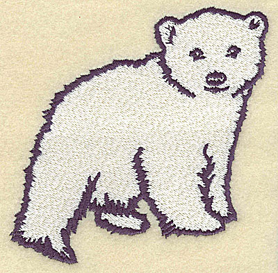 Embroidery Design: Polar bear cub standing large<br> 4.55w X 4.35h