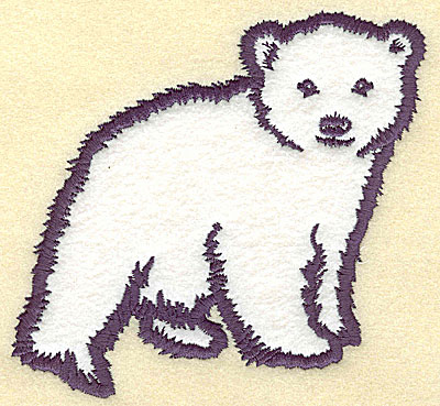 Embroidery Design: Polar bear cub standing applique<br> 5.21w X 4.99h