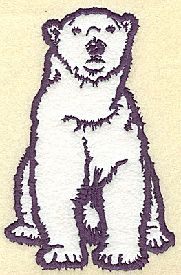 Embroidery Design: Polar bear sitting applique<br> 6.95w X 4.48h