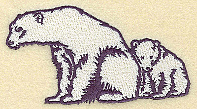 Embroidery Design: Polar bear with cub large<br> 4.95w X 2.74h