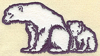Embroidery Design: Polar bear with cub applique<br> 6.98w X 3.91h