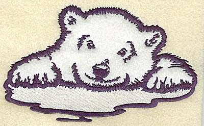 Embroidery Design: Polar bear cub on ice applique<br> 6.97w X 4.34h