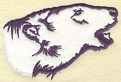 Embroidery Design: Polar bear head side view applique<br> 6.93w X 4.56h