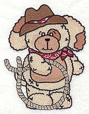 Embroidery Design: Pudgy Puppy with lasso large<br> 3.85w X 4.94h