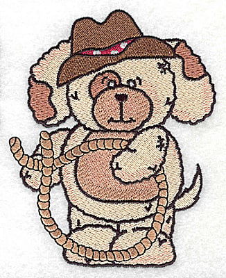 Embroidery Design: Pudgy Puppy with lariat large<br> 3.98w X 4.97h