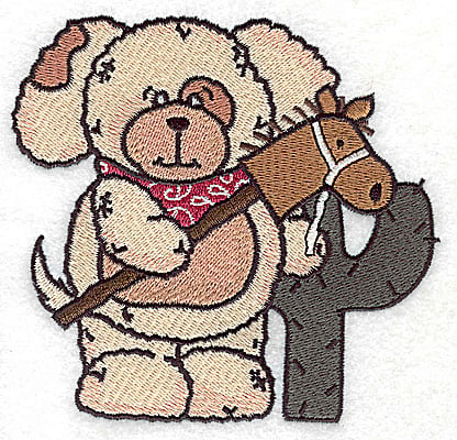 Embroidery Design: Pudgy Puppy and cactus large<br> 4.75w X 4.50h