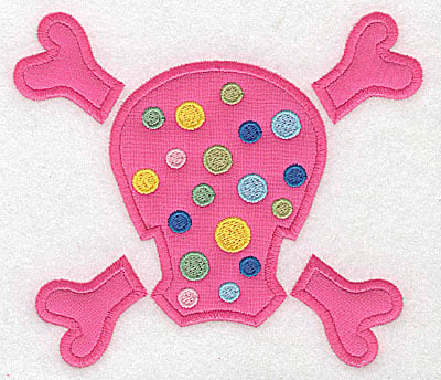 Embroidery Design: Pink Skull with dots large applique<br> 5.73w X 4.98h