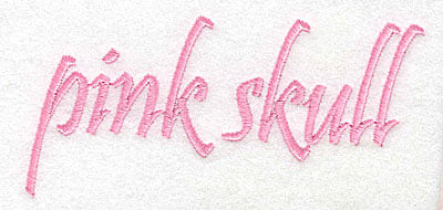Embroidery Design: Pink Skull text large <br> 4.84w X 2.36h