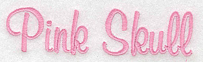 Embroidery Design: Pink Skull script large<br> 4.94w X 1.26h