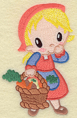 Embroidery Design: Pilgrim girl with basket large<br> 3.25w X 4.92h
