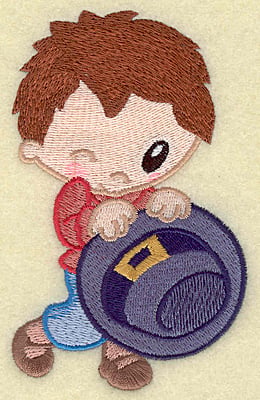 Embroidery Design: Pilgrim boy holding hat large<br> 3.04w X 4.93h