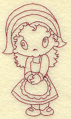 Embroidery Design: Pilgrim girl redwork<br> 2.26w X 3.84h