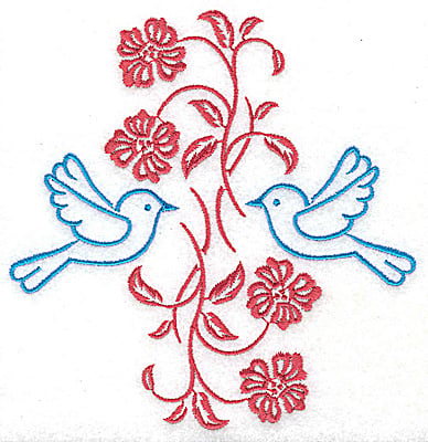 Embroidery Design: Posies and bluebirds C large<br> 4.80w X 4.94h | Embroidery Legacy Embroidery Design: Posies and bluebirds C large<br> 4.80w X 4.94h