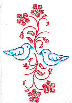 Embroidery Design: Posies and bluebirds D large<br> 3.33w X 4.96h | Embroidery Legacy Embroidery Design: Posies and bluebirds D large<br> 3.33w X 4.96h