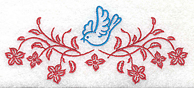 Embroidery Design: Posies and bluebird H large<br> 4.97w X 2.16h