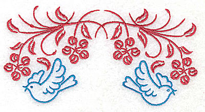 Embroidery Design: Posies and bluebirds I large<br> 4.97w X 2.51h | Embroidery Legacy Embroidery Design: Posies and bluebirds I large<br> 4.97w X 2.51h