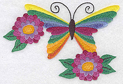 Embroidery Design: Butterfly and flower duo large<br> 4.91w X 3.35h
