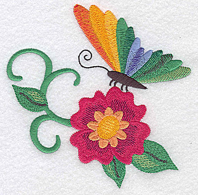 Embroidery Design: Butterfly sitting on flower large<br> 4.91w X 4.82h