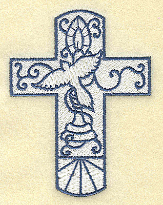 Embroidery Design: Cross with dove<br> 2.91w X 3.87h