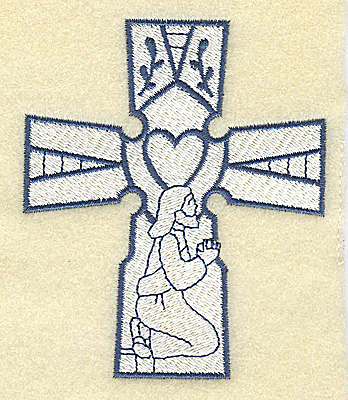 Embroidery Design: Cross with Jesus praying<br> 3.24w X 3.86h