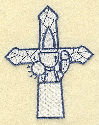 Embroidery Design: Cross with Chalice and fish<br> 3.03w X 3.87h