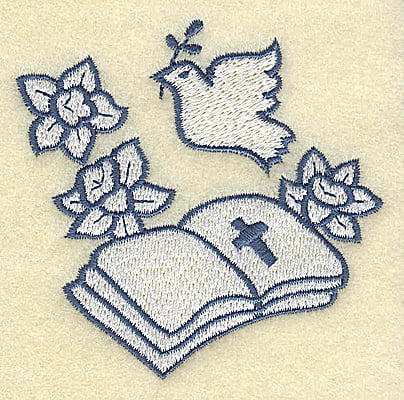 Embroidery Design: Bible with dove<br> 3.00w X 3.02h