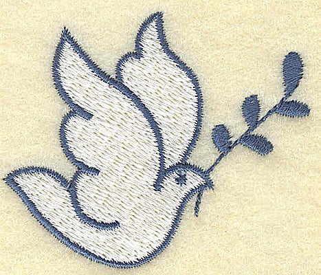 Embroidery Design: Dove with olive branch<br> 2.43w X 2.04h