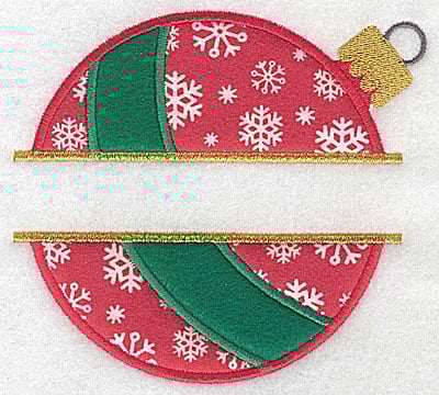 Embroidery Design: Christmas ornament A large double split appliques<br> 5.24w X 4.78h | Embroidery Legacy Embroidery Design: Christmas ornament A large double split appliques<br> 5.24w X 4.78h